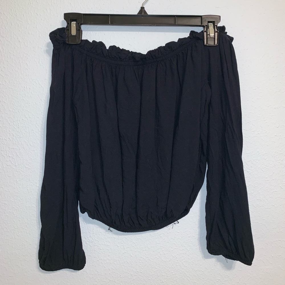 Brandy Melville “Maura” Off The Shoulder Navy Top